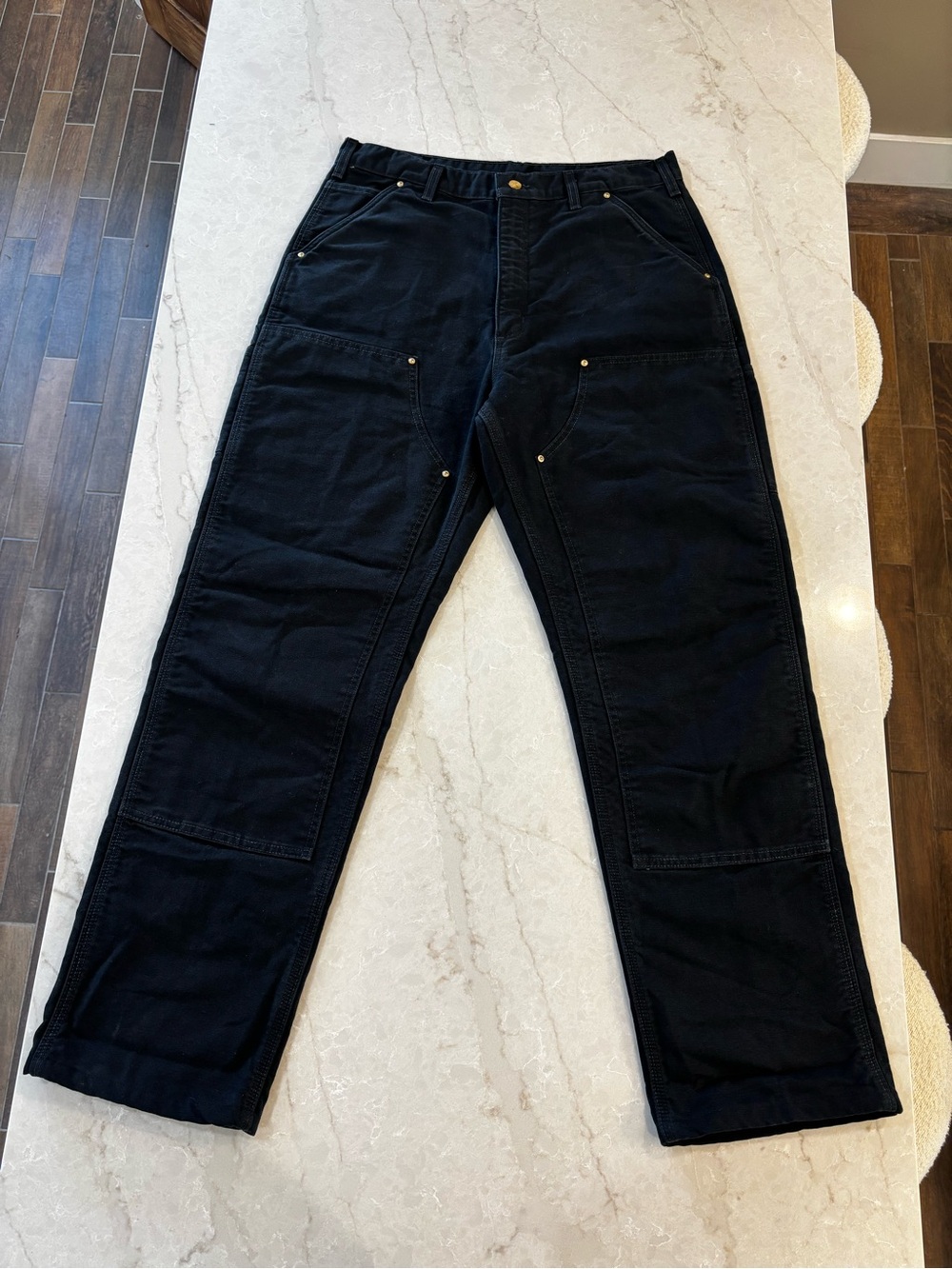 Carhartt 100071 Black Double Knee Flannel Lined Pants 36x34 Discontinued - Picture 6 of 14